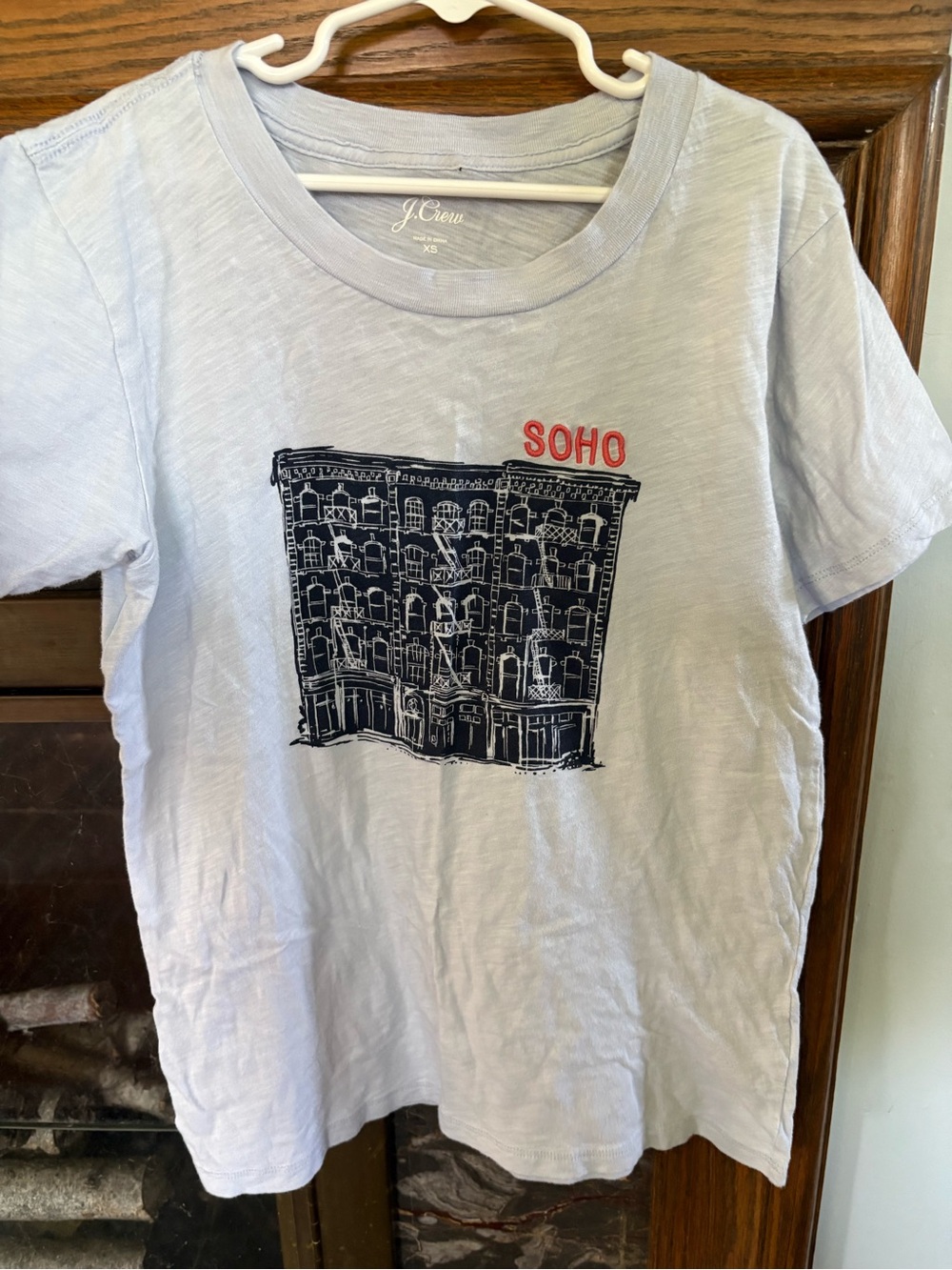 J. Crew Women’s XS Light Blue SOHO Building Graphic Tee 100% Cotton